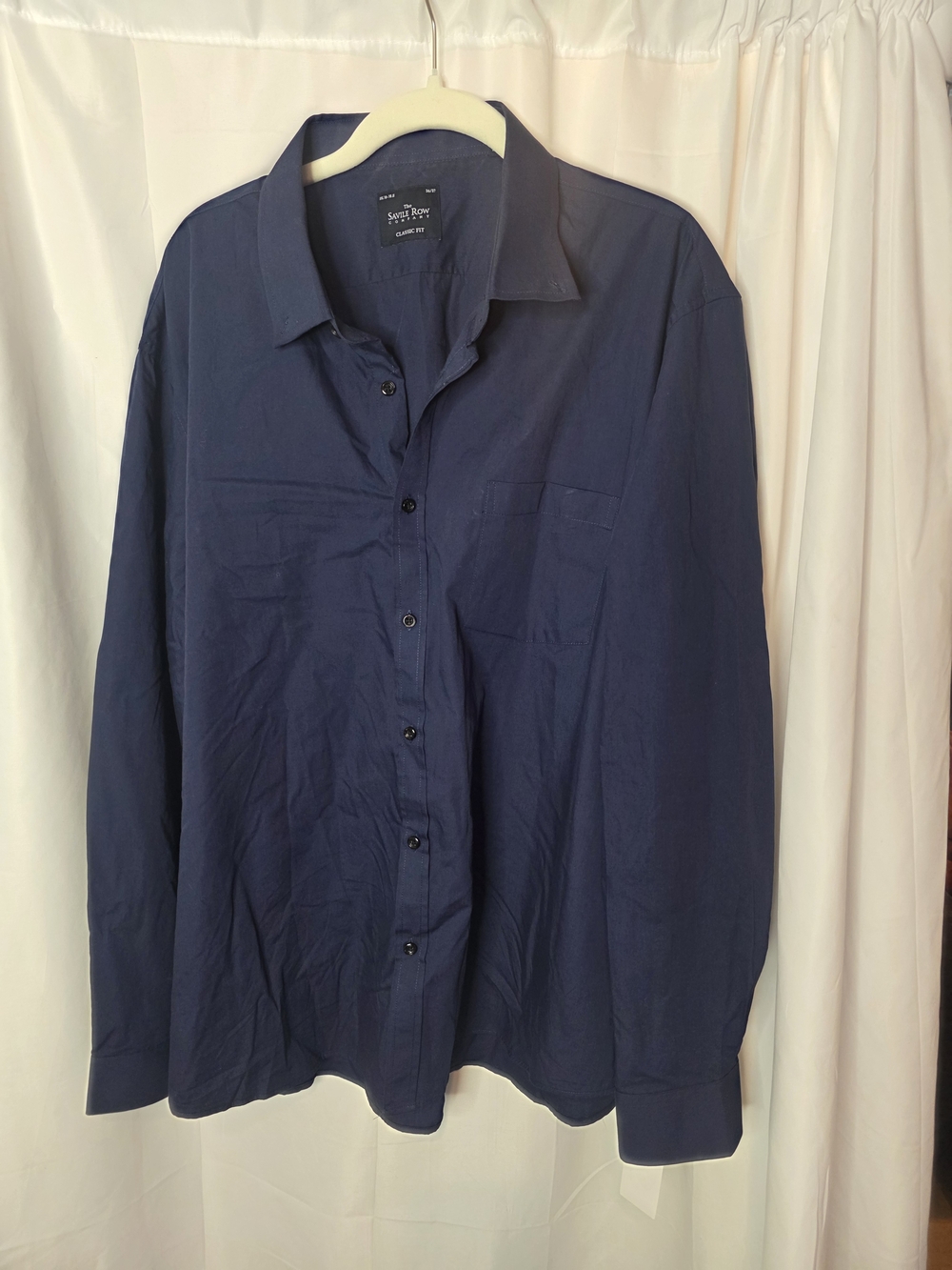 Soft Surroundings Dark Navy Collared Shirt with Savile Row Label
